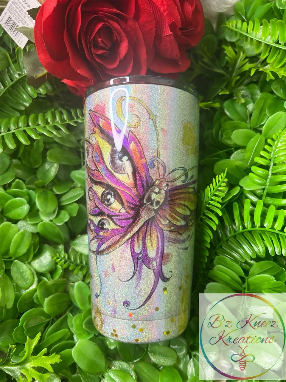 Trippy Butterfly Glittered 20oz Tumbler